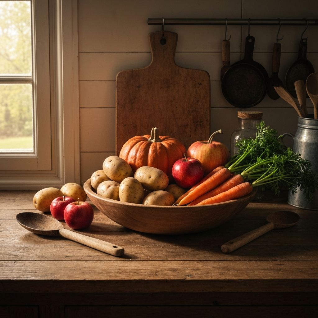 Seasonal produce and kitchen environment